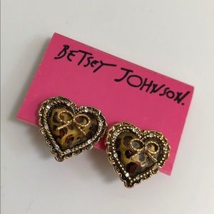 Betsey Johnson - Leopard Print ♡-shaped Earrings